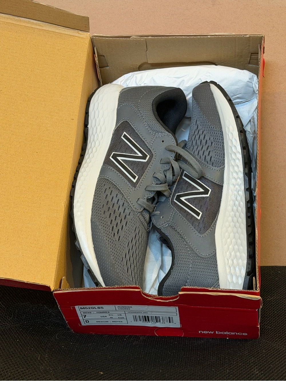 New Balance Men's Grey and White Athletic Running Shoes